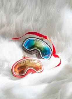 Best The Jolly Christmas Shop Raz 4" Set Of 2 Ski Goggles Glass Christmas Ornaments 4352853