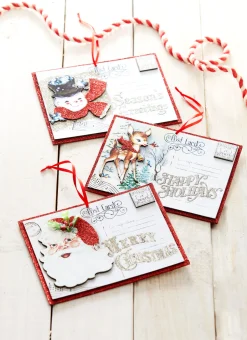 Best The Jolly Christmas Shop Raz 6.25" Set Of 3 Vintage Post Card Christmas Ornament 4319072