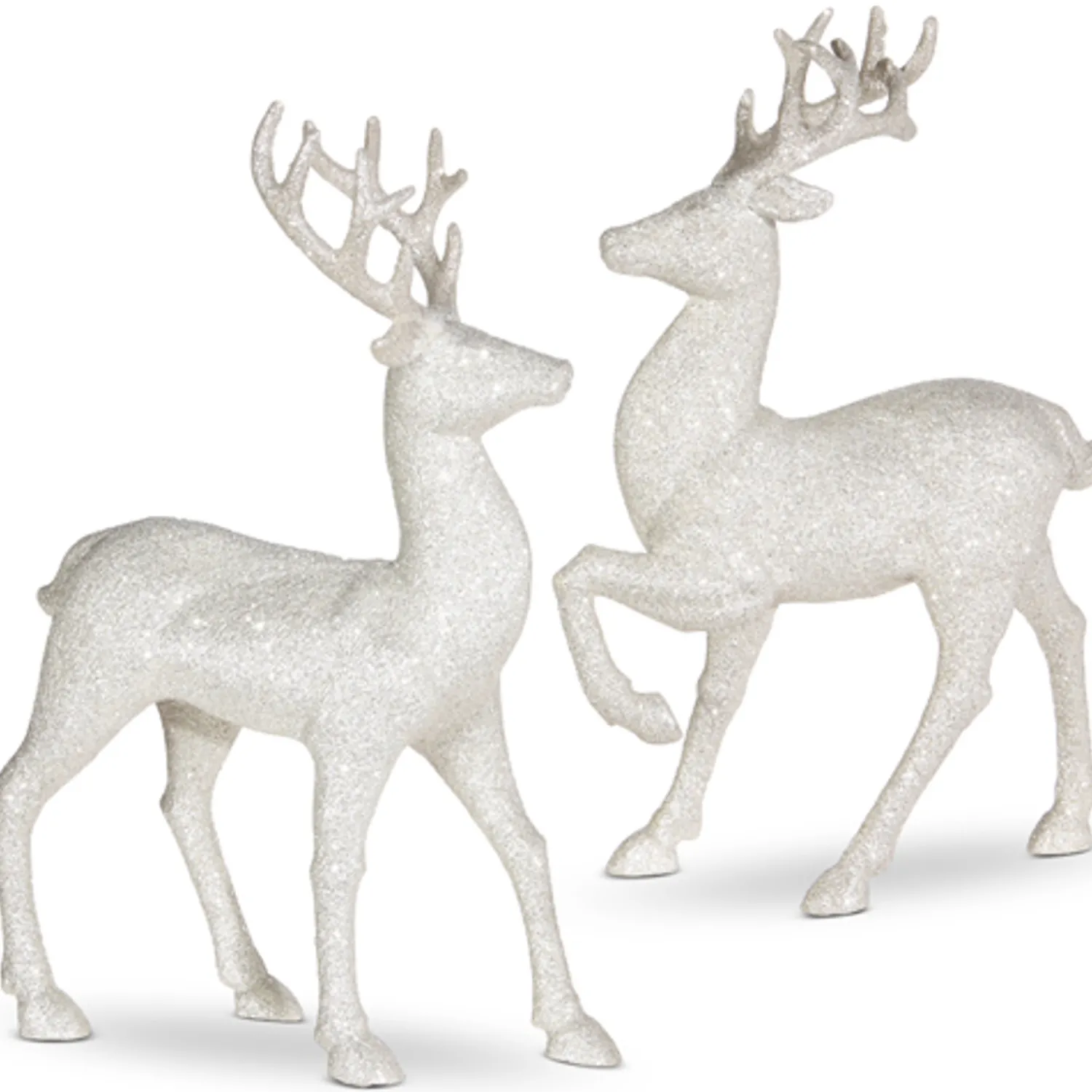 Clearance The Jolly Christmas Shop Raz 12.75" Set Of 2 White Glittered Deer Christmas Figures 3100812