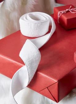 Clearance The Jolly Christmas Shop Raz 2.5" Sherpa White Wired Christmas Ribbon R4327710