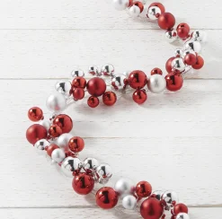 Clearance The Jolly Christmas Shop Raz 6' Silver And Red Ball Ornament Christmas Garland G4102392