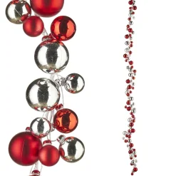 Clearance The Jolly Christmas Shop Raz 6' Silver And Red Ball Ornament Christmas Garland G4102392
