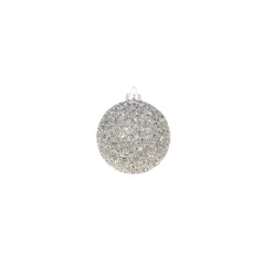 The Jolly Christmas Shop Raz 4" Silver Beaded Glass Christmas Ornament 4322806