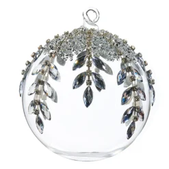Sale The Jolly Christmas Shop Raz 5" Silver Jeweled Clear Glass Ball Christmas Ornament 4424523