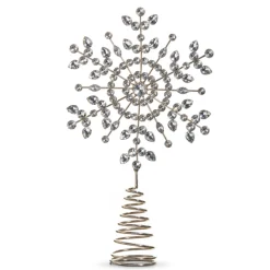 Clearance The Jolly Christmas Shop Raz 12" Silver Jeweled Snowflake Tree Topper 4403610