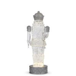 Clearance The Jolly Christmas Shop Raz 12.5" Silver Lighted Nutcracker With Swirling Glitter Water Globe 4315511