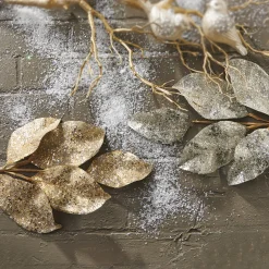 Discount The Jolly Christmas Shop Raz 24" Silver Or Gold Beaded Metallic Leaf Christmas Spray F4106650