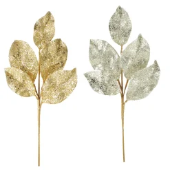 Discount The Jolly Christmas Shop Raz 24" Silver Or Gold Beaded Metallic Leaf Christmas Spray F4106650