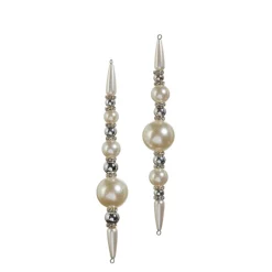 The Jolly Christmas Shop Raz 7" Silver Pearl Strand Christmas Ornament Set Of 2 4416226