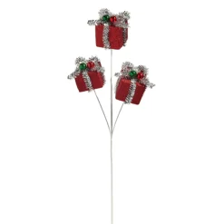 Online The Jolly Christmas Shop Raz 28" Silver Tinsel And Red Present Christmas Tree Spray F4406682