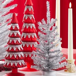 Best The Jolly Christmas Shop Raz 11.5" Silver Tinsel Christmas Tree 4319196