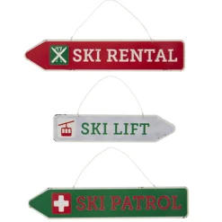 New The Jolly Christmas Shop Raz 16.25" Ski Sign Christmas Ornament Set Of 3 4312357