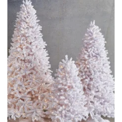 Clearance The Jolly Christmas Shop Raz 7.5' Snake Light Flocked White Tinsel Christmas Tree T4152011