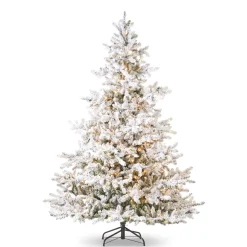 The Jolly Christmas Shop Raz 7.5" Snake Light Flocked Aurora Spruce Christmas Tree T4252035
