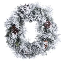 Clearance The Jolly Christmas Shop Raz 24" Snake Lighted Flocked Pine Christmas Wreath W4352015