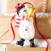 Clearance The Jolly Christmas Shop Raz 4.5" Snowman With Broom Glass Christmas Ornament 4319000