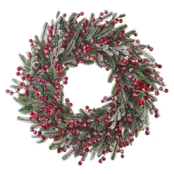 Best The Jolly Christmas Shop Raz 28" Snowy Berry And Fir Christmas Wreath W4126005