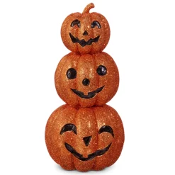 Best The Jolly Christmas Shop Raz 8" Stack Of Glittered Jack O Lanterns Halloween Figure 4412113