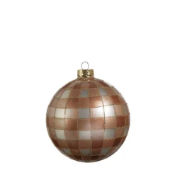 New The Jolly Christmas Shop Raz 5" Tan Gingham Glass Christmas Ornament 4424580