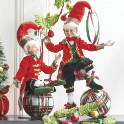 Sale The Jolly Christmas Shop Raz 16" Tartan Plaid Posable Elf Christmas Figure 4202315
