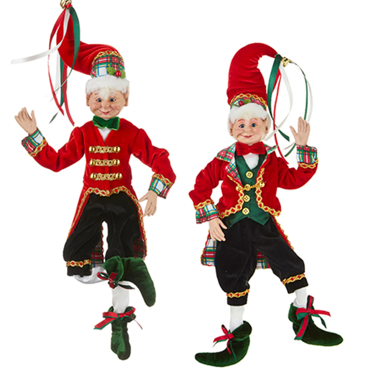 Sale The Jolly Christmas Shop Raz 16" Tartan Plaid Posable Elf Christmas Figure 4202315