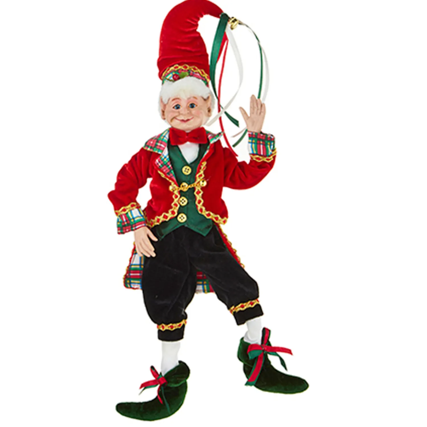 Sale The Jolly Christmas Shop Raz 16" Tartan Plaid Posable Elf Christmas Figure 4202315