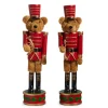 The Jolly Christmas Shop Raz 14.75" Teddy Bear Nutcracker Christmas Decoration Set Of 2 4419010