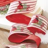 Online The Jolly Christmas Shop Raz 4" Ticking Stripe Cardinal Embroidered Wired Christmas Ribbon R4227725