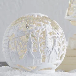The Jolly Christmas Shop Raz 6.25" Town Scene Glittered Embossed LED Lighted Water Globe Christmas Decoration 4119076