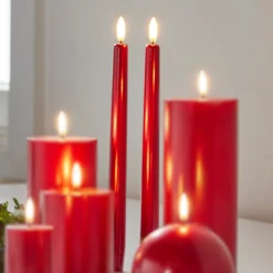 Online The Jolly Christmas Shop Raz 10" Uyuni Battery Operated Metallic Red Taper Candle With Lighted Flickering Wick 4432951