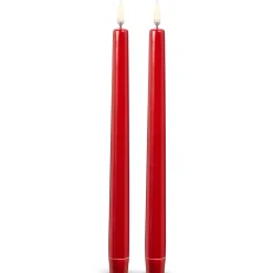 Online The Jolly Christmas Shop Raz 10" Uyuni Battery Operated Metallic Red Taper Candle With Lighted Flickering Wick 4432951