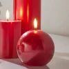 Hot The Jolly Christmas Shop Raz 4" Uyuni Metallic Red Round Battery Operated Candle With Lighted Flickering Wick 4434528