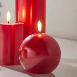 Hot The Jolly Christmas Shop Raz 4" Uyuni Metallic Red Round Battery Operated Candle With Lighted Flickering Wick 4434528