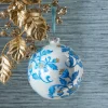 Sale The Jolly Christmas Shop Raz 5" Vintage Blue Floral Delft Ball Glass Christmas Ornament 4352895