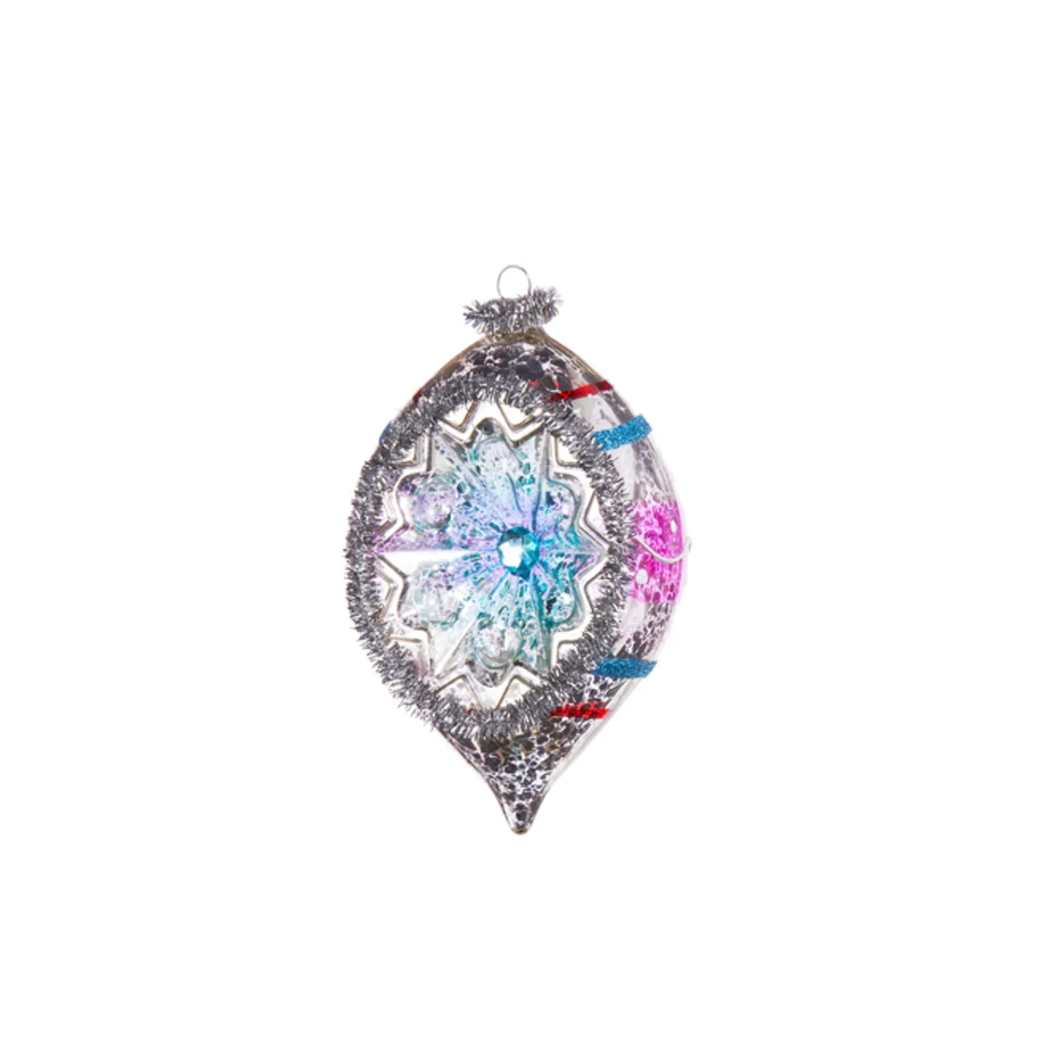 Best The Jolly Christmas Shop Raz 5.5" Vintage Blue, Purple And Pink Striped Reflector Glass Ornament 4352881
