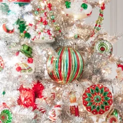 Sale The Jolly Christmas Shop Raz 6" Vintage Colorful Striped Ball Christmas Ornament 4432725