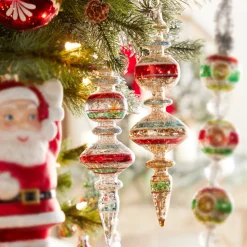 Hot The Jolly Christmas Shop Raz 9.75" Vintage Finial Glass Christmas Ornament 4124510