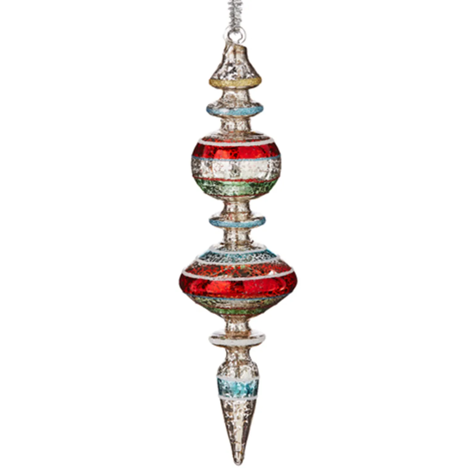 Hot The Jolly Christmas Shop Raz 9.75" Vintage Finial Glass Christmas Ornament 4124510