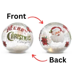 Clearance The Jolly Christmas Shop Raz 6" Vintage Inspired Merry Christmas Lighted Crackle Ball Glass Christmas Decoration 4324624