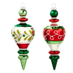 Online The Jolly Christmas Shop Raz 7" Vintage Inspired Red And Green Glass Finial Christmas Ornament 4424511