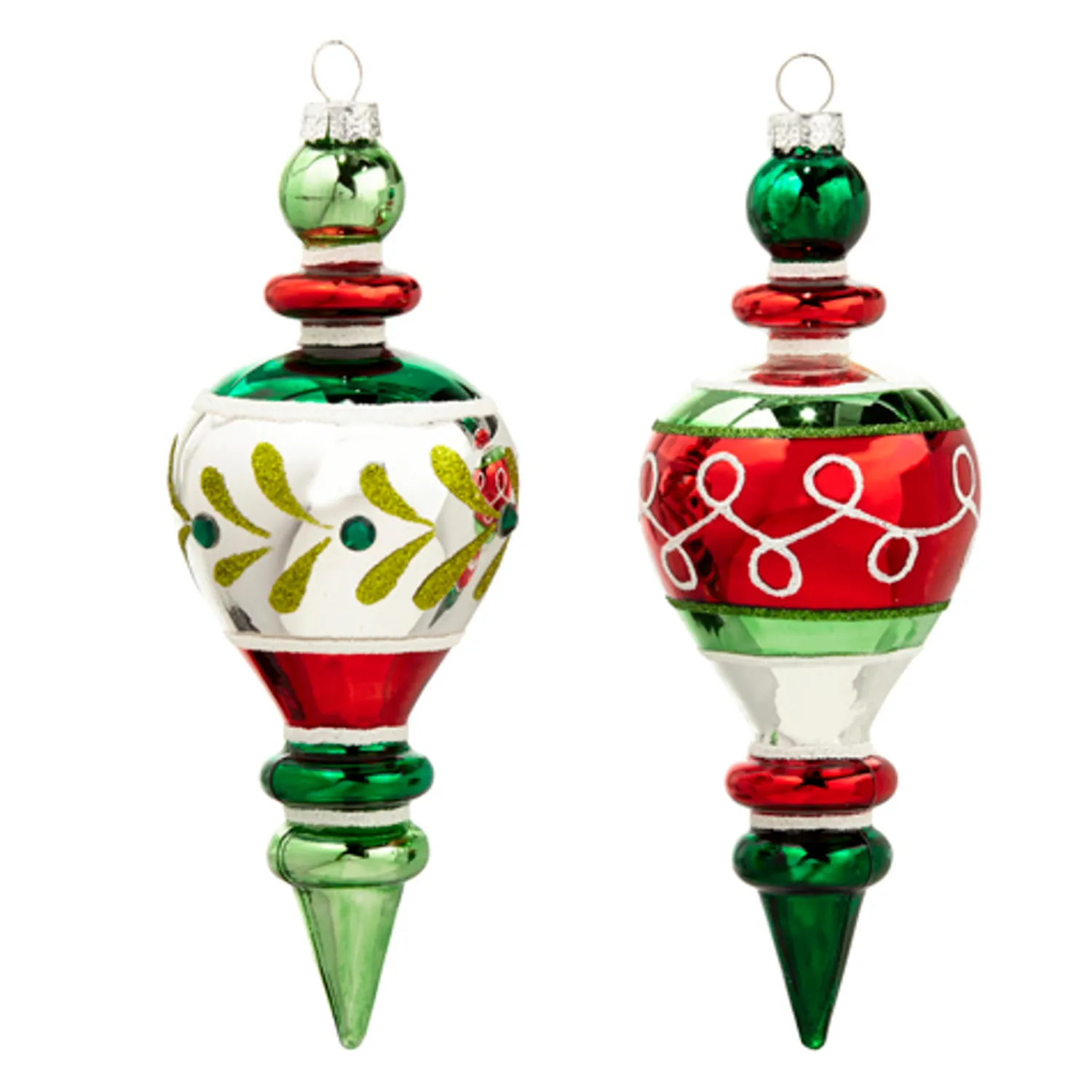 Online The Jolly Christmas Shop Raz 7" Vintage Inspired Red And Green Glass Finial Christmas Ornament 4424511