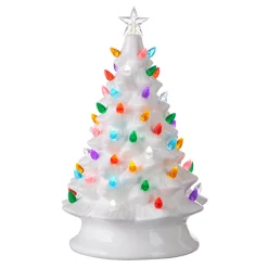 Outlet The Jolly Christmas Shop Raz 13" Vintage Lighted White Ceramic Christmas Tree With Timer 4119131