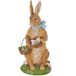 Sale The Jolly Christmas Shop Raz 10.5" Vintage Rabbit With Basket Of Eggs Easter Figure 4211092