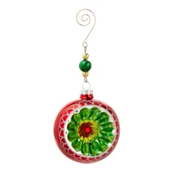 Sale The Jolly Christmas Shop Raz 6" Vintage Red And Green Glass Reflector Christmas Ornament With Hanger 4412512