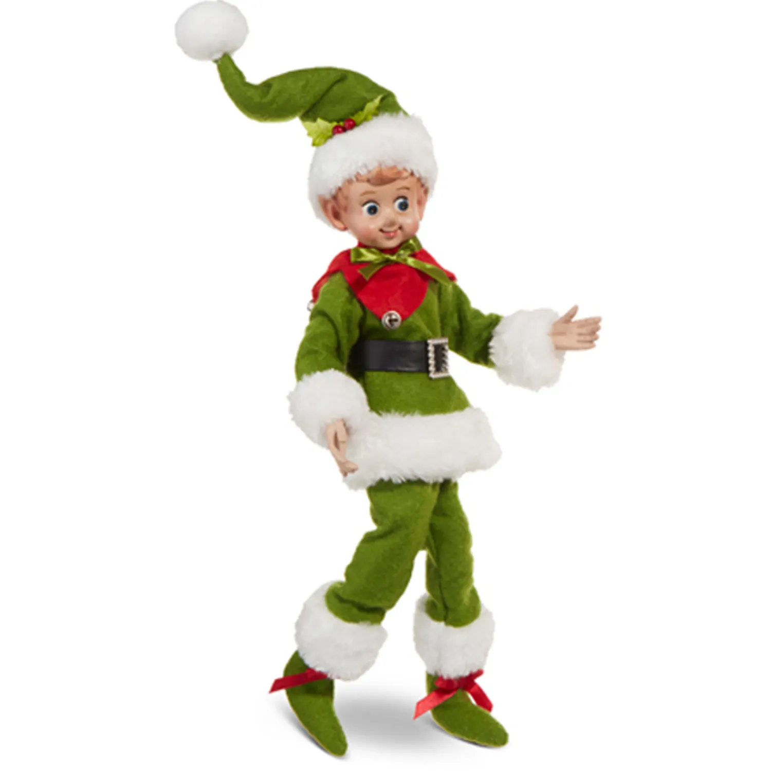 Outlet The Jolly Christmas Shop Raz 16" Vintage Red Or Green Posable Christmas Elf 4302468