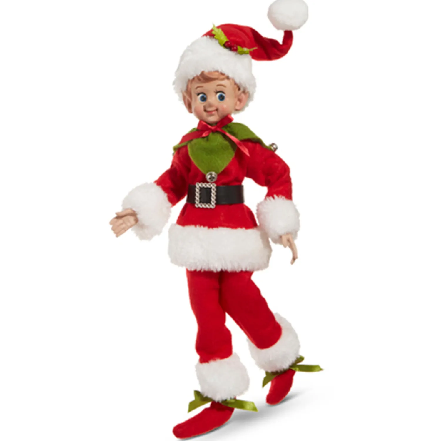 Outlet The Jolly Christmas Shop Raz 16" Vintage Red Or Green Posable Christmas Elf 4302468