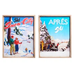 Best The Jolly Christmas Shop Raz 21.75" Vintage Ski Wall Sign Set Of 2 Christmas Decoration 4312361