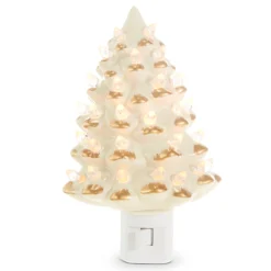 Online The Jolly Christmas Shop Raz 6" Vintage White And Gold Ceramic Christmas Tree Night Light 4319164