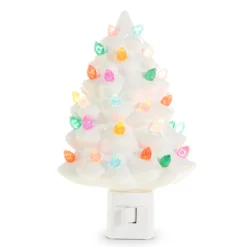 Online The Jolly Christmas Shop Raz 6" Vintage White Ceramic Christmas Tree Night Light 4319166