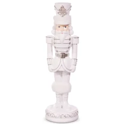Outlet The Jolly Christmas Shop Raz 13" White And Silver Nutcracker Christmas Decoration 4457621